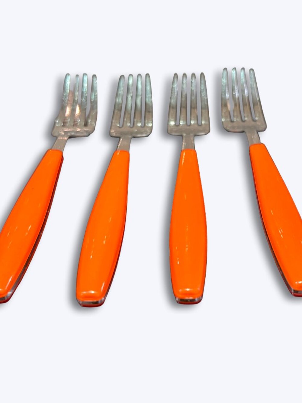 Fiesta Jamboree Poppy Orange Salad Forks Set 4 Cambridge Stainless 7" Flatware - Picture 2 of 8